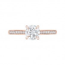 Shah Luxury 14K Rose Gold Round Cut Diamond Solitaire with Accents Engagement Ring (Semi-Mount)