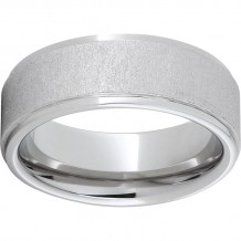 Serinium Flat Band with Grooved Edges and Cross Stone Finish