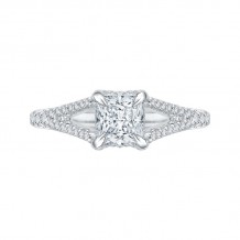 Shah Luxury 14K White Gold Split Shank Princess Cut Diamond Engagement Ring (Semi-Mount)
