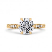 Shah Luxury 14K Yellow Gold Round Cut Diamond Engagement Ring (Semi-Mount)