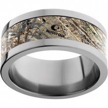 Titanium Flat Band with Mossy Oak Duck Blind Inlay