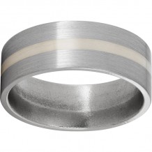 Titanium Flat Band with a 2mm Sterling Silver Inlay and Satin Finish