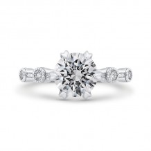 Shah Luxury 14K White Gold Round Cut Diamond Engagement Ring (Semi-Mount)