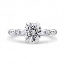 Shah Luxury 14K White Gold Round Cut Diamond Engagement Ring (Semi-Mount)