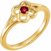 14K Yellow Mozambique Garnet Youth Flower Ring