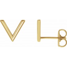 14K Yellow V Earrings