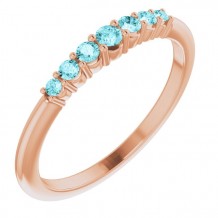 14K Rose Blue Zircon Stackable Ring