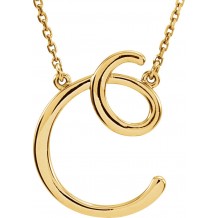 14K Yellow Script Initial C 16 Necklace