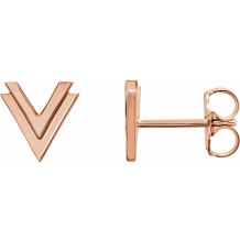 14K Rose 8 mm Double V Earrings