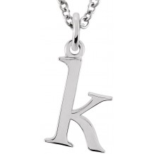 14K White Lowercase Initial k 16 Necklace