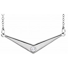 14K White .03 CTW Diamond Solitaire V 18 Necklace