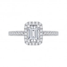 Shah Luxury 14K Two-Tone Gold Emerald Diamond Halo Engagement Ring (Semi-Mount)