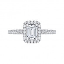 Shah Luxury 14K Two-Tone Gold Emerald Diamond Halo Engagement Ring (Semi-Mount)