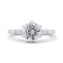 Shah Luxury 18K White Gold Round Cut Diamond Engagement Ring (Semi-Mount)