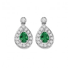 Gems One 14Kt White Gold Diamond (1/6Ctw) & Emerald (1/4 Ctw) Earring