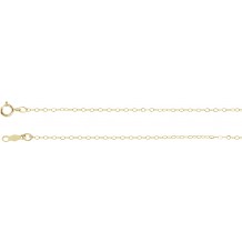 14K Yellow 1 mm Flat Cable 7 Chain with Spring Ring
