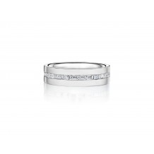 Henri Daussi 6mm Men's Wedding Band  Platinum White 1.31 Ctw.