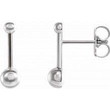 14K White Bar & Ball Earrings