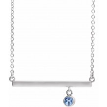 14K White Aquamarine Bezel-Set 18 Bar Necklace