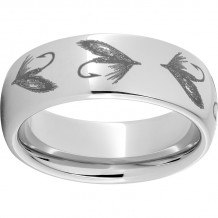 Serinium Domed Band with Fly Fishing Hook Laser Engraving
