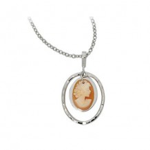 Carla Sterling Silver Hammered Oval Framed Cameo