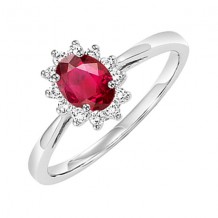 Gems One 14Kt White Gold Diamond (1/5Ctw) & Ruby (1/2 Ctw) Ring