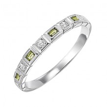 Gems One 14Kt White Gold Diamond (1/10Ctw) & Peridot (1/6 Ctw) Ring