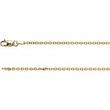 14K Yellow 1.75 mm Solid Diamond-Cut Cable 7 Chain