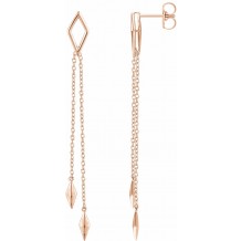 14K Rose Geometric Chain Earrings