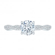 Shah Luxury 14K White Gold Round Diamond Engagement Ring (Semi-Mount)