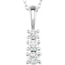 14K White 1/3 CTW Diamond 3-Stone 18 Necklace