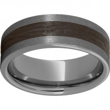Rugged Tungsten  8mm Pipe Cut Band with Brown CeramicBark Finish and Stone Finish Edges