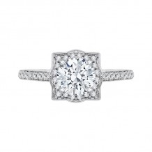 Shah Luxury 14K White Gold Round Diamond Halo Engagement Ring (Semi-Mount)