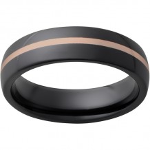 Black Diamond Ceramic Domed Band with 1mm 14K Rose Gold Inlay