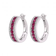 Gems One 14Kt White Gold Diamond (1/6Ctw) & Ruby (7/8 Ctw) Earring