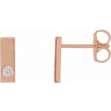 14K Rose .06 CTW Diamond Bar Earrings