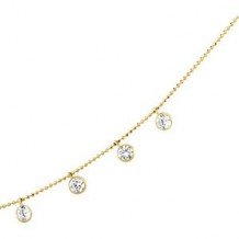 14K Yellow 4 mm Round Cubic Zirconia Bezel-set Station 16 Necklace