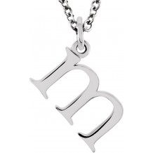14K White Lowercase Initial m 16 Necklace