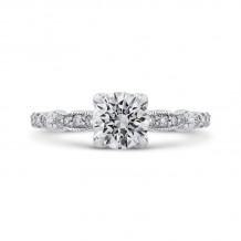 Shah Luxury 14K White Gold Round Diamond Engagement Ring (Semi-Mount)