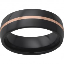 Black Diamond Ceramic Domed Band with 1mm 14K Rose Gold Inlay