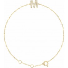 14K Yellow .07 CTW Diamond Initial M 6-7 Bracelet