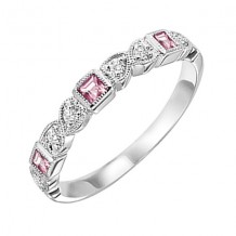 Gems One 10Kt White Gold Diamond (1/10Ctw) & Pink Tourmaline (1/6 Ctw) Ring