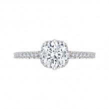 Shah Luxury 14K White Gold Round Diamond Engagement Ring with Euro Shank (Semi-Mount)