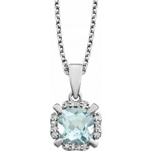 14K White Aquamarine & .05 CTW Diamond 18 Necklace