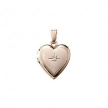 14K White Gold .01ct Diamond engraved Heart Child's Locket