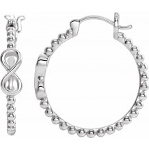 14K White 22.3 mm Infinity-Inspired Beaded Hoop Earrings