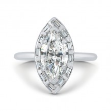 Shah Luxury 14K White Gold Marquise Cut Diamond Engagement Ring with Round Shank (Semi-Mount)