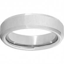 Serinium Beveled Edge Band with a Cross Satin Finish