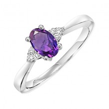 Gems One 10Kt White Gold Diamond (1/20Ctw) & Amethyst (1/2 Ctw) Ring