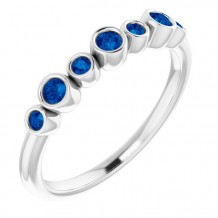 14K White Blue Sapphire Bezel-Set Ring